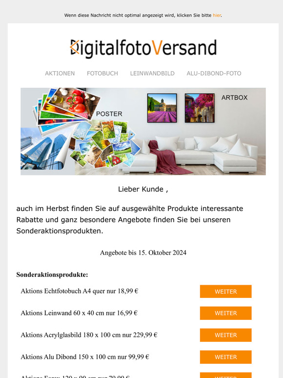 Wandbilder bis 40% & Fotobuch bis 20% reduziert