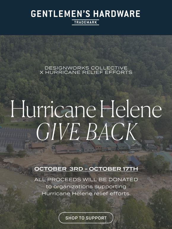 Support Hurricane Helene Relief: Shop Now to Give Back