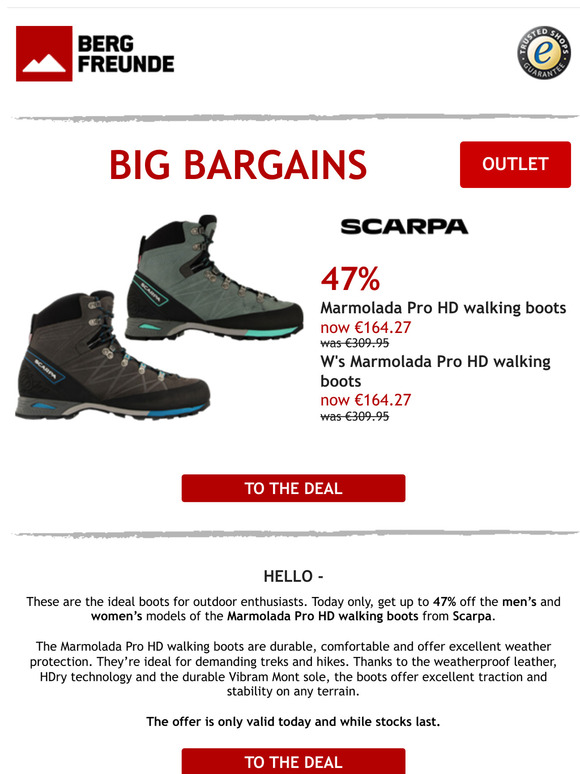 🥾Today only: get up to 45% off walking boots from Scarpa