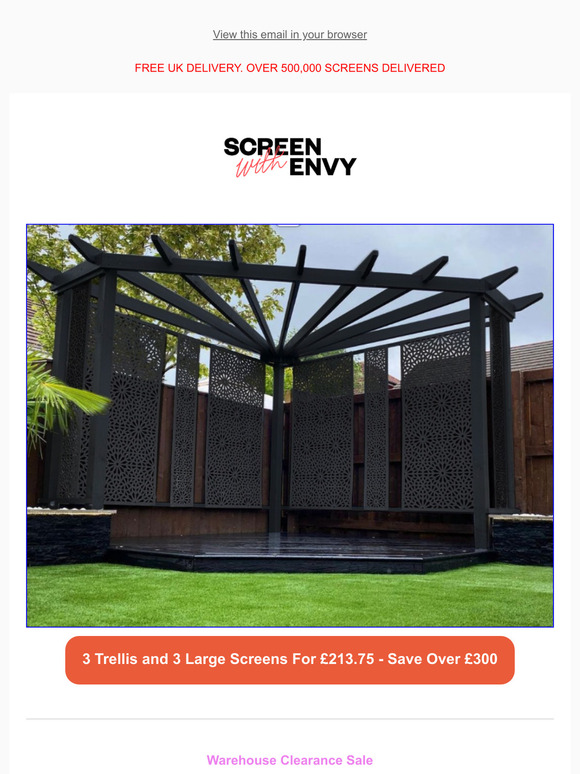 3 Trellis + 3 Screens For £213.75 - RRP £525