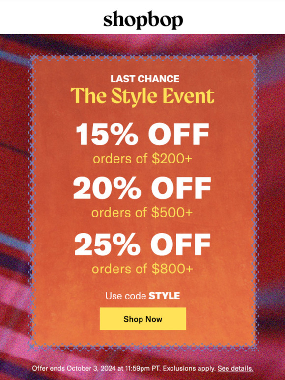 Last chance: up to 25% off