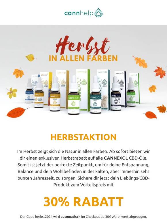 30% Rabatt auf CANNEXOL CBD Produkte ab 30€ Warenwert