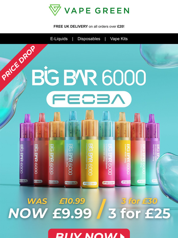 PRICE DROP 🔥 6000 Puff Vapes Now 3 for £25!