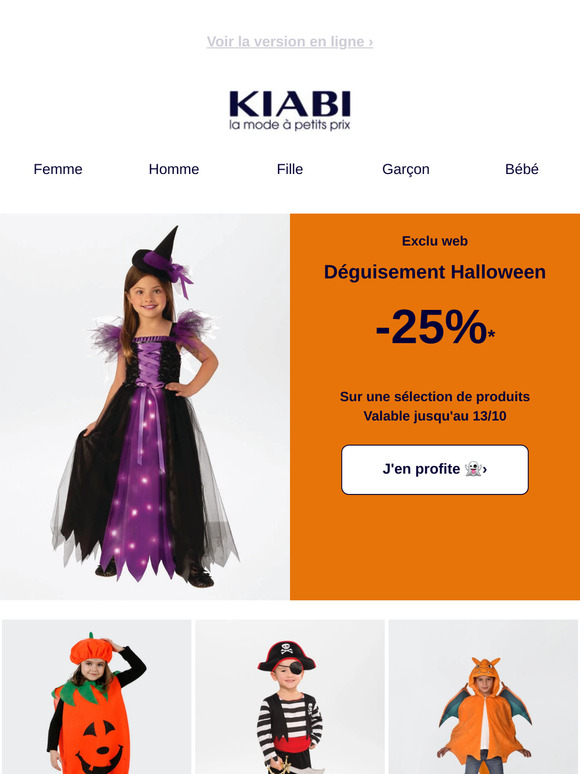 -25%* sur les déguisements Halloween !