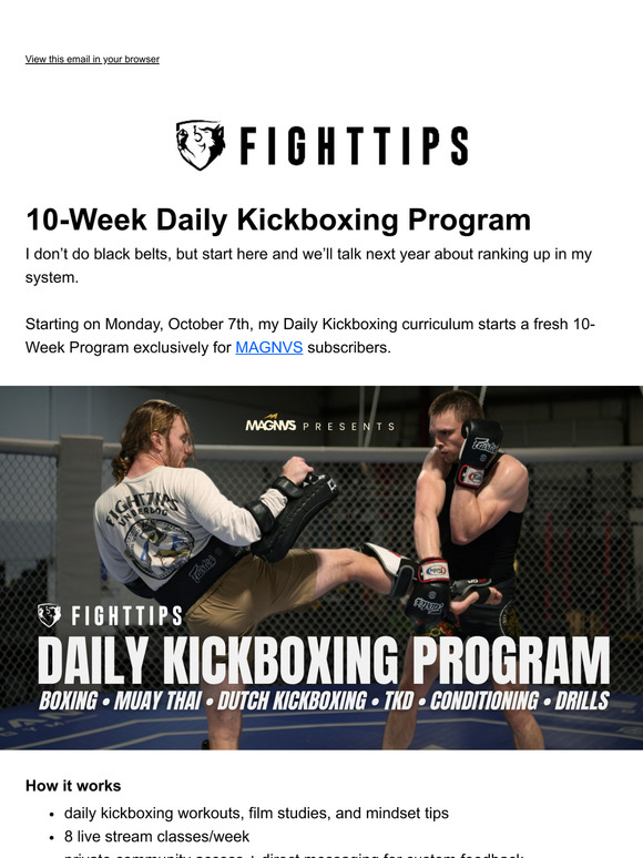 10-Week Kickboxing Program Starts Monday, October 7