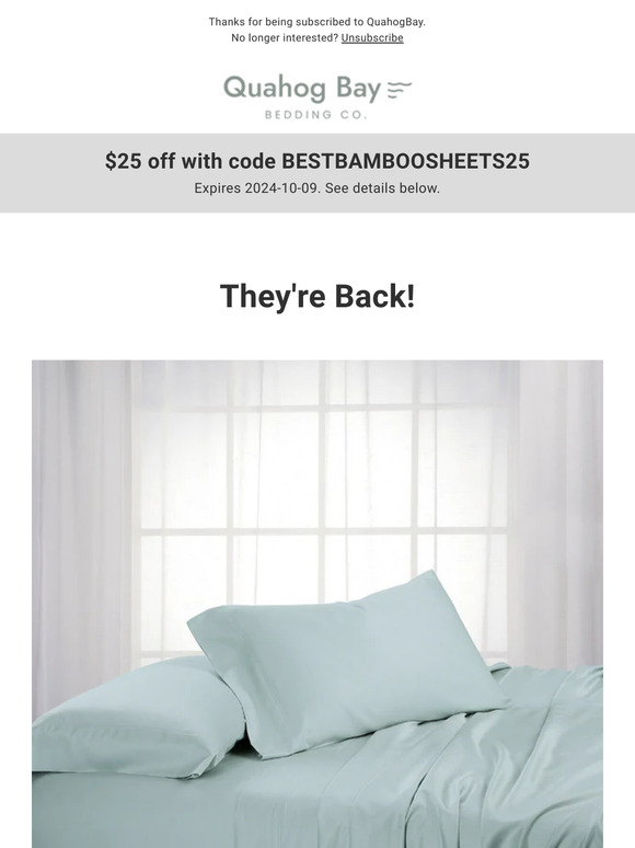 They're Back! 600TC Bamboo Options! All Sizes! SAVE $25 OFF Today!