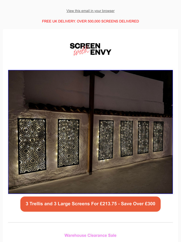 Just £213.75 For 3 Trellis + 3 Screens - RRP £525