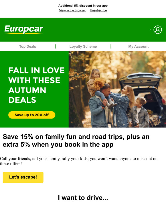—, last call for autumn car hire savings!