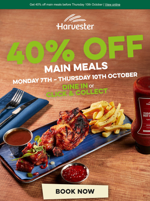 —, 40 reasons to dine at Harvester this week 🍴