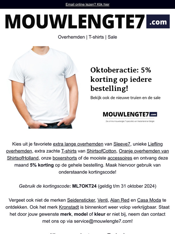 Oktoberactie: 5% korting op iedere bestelling!!