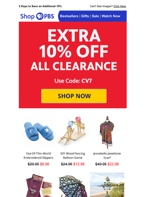 Extra 10% off Clearance!