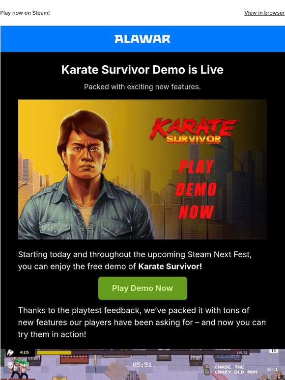 Karate Survivor demo is live 🤜