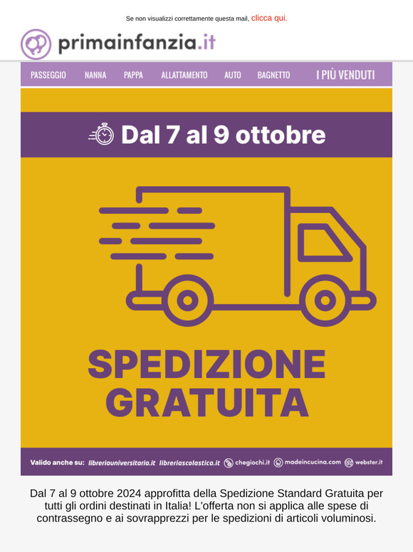 Tre giorni di Spedizione Gratuita!🚀