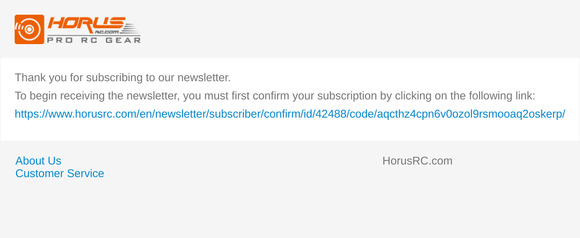 Newsletter subscription confirmation