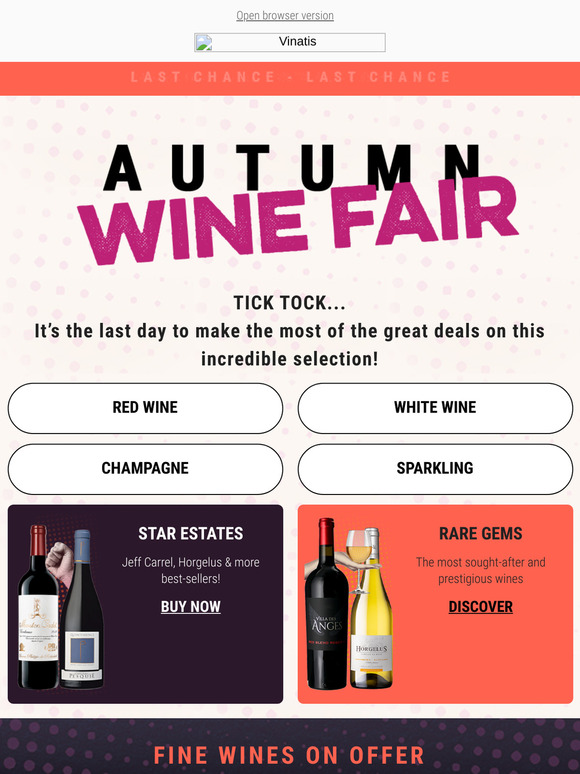 LAST HOURS: up to -38% in the Autumn Wine Sale