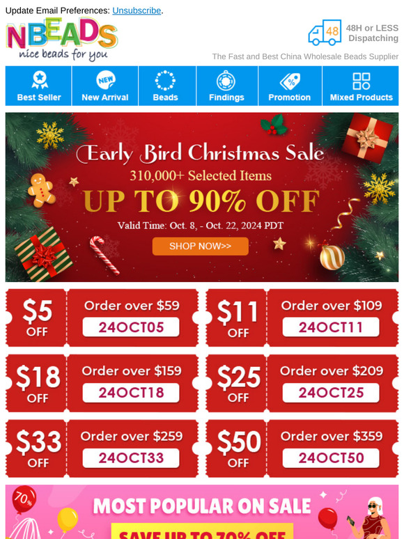 Early Bird Christmas Sale! UP TO 90% OFF +  Shipping Discount