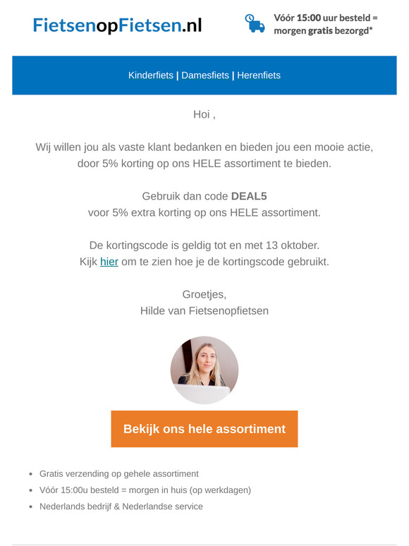 DEAL! 5% korting op alle producten!