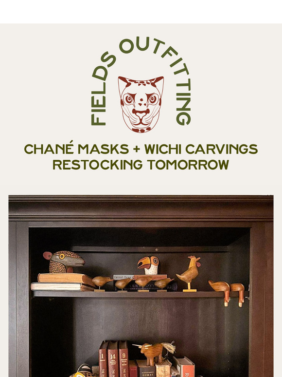 Brand new Chané Mask Bookends, masks, and carvings launching tomorrow with part of the proceeds going to Helene Crisis Relief.