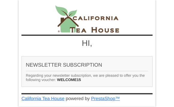 [California Tea House] Newsletter voucher