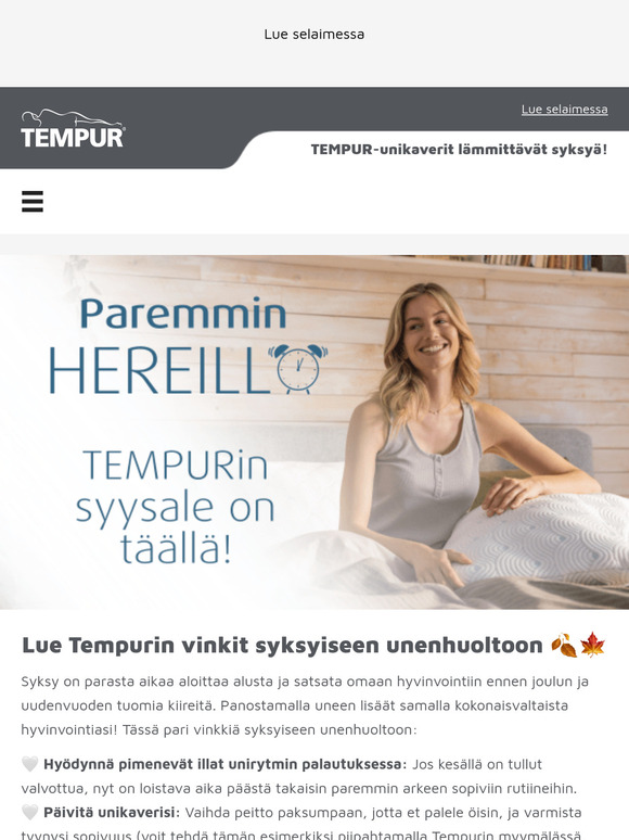 TEMPUR-painopeitot NYT -40%! 😍 Paremmat unet suoraan kotiovellesi 📦