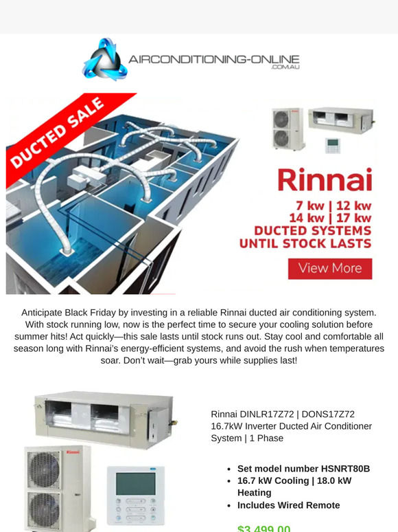 Anticipate Black Friday! Stay Cool with Rinnai’s Ducted Air Conditioning Sale!