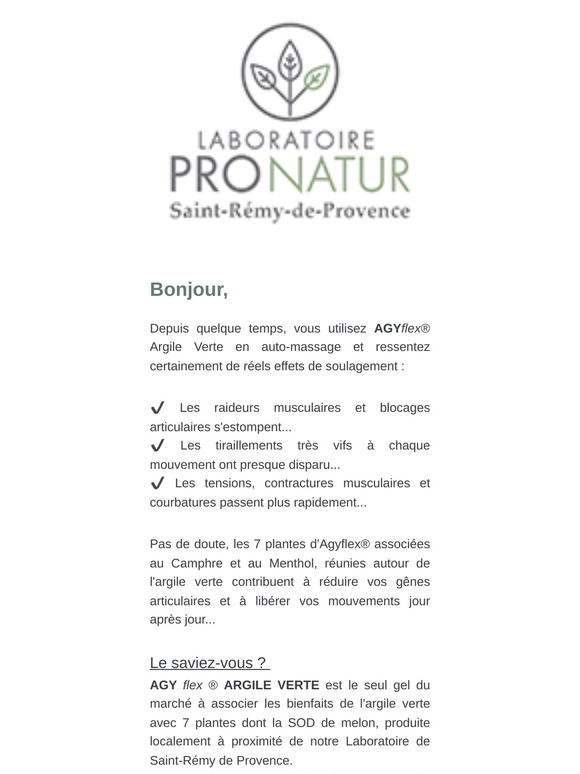 Jusqu'à 3 AGYflex® ARGILE VERTE offerts !
