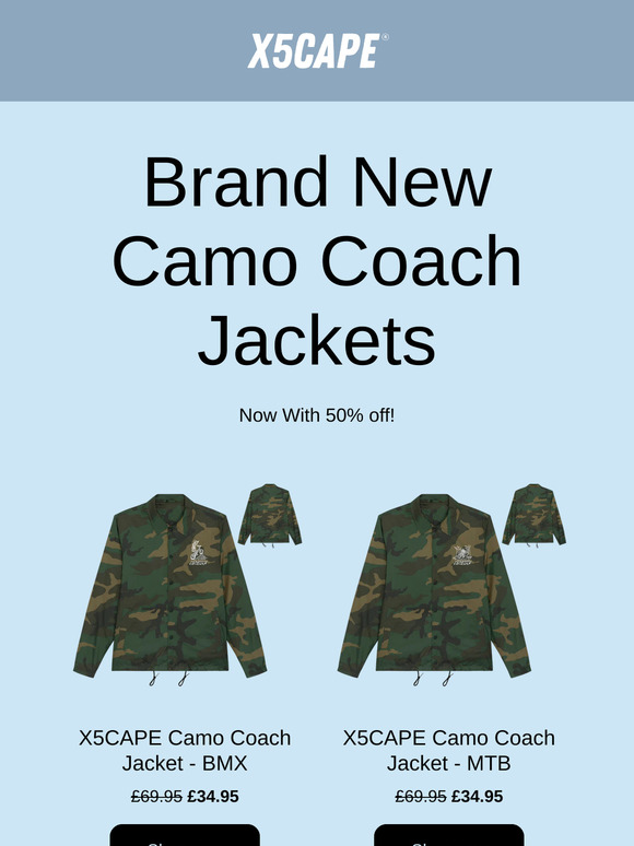 Act Fast! New Camo Coach Jackets - 50% Off!