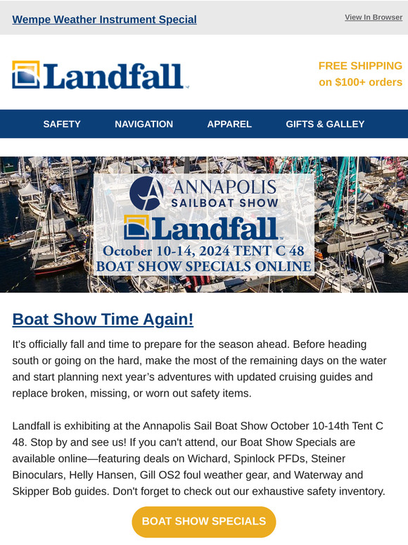 Annapolis Boat Show Online Savings @ Landfall
