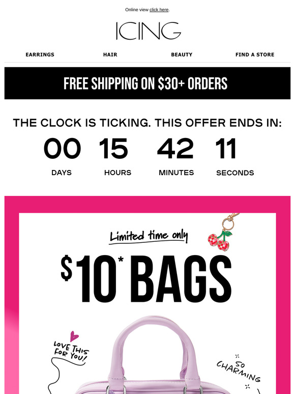 Ends tonight 🛍️ $10 bags & $5 keychains
