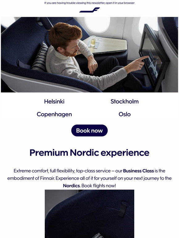 Enjoy exceptional comfort in Business Class