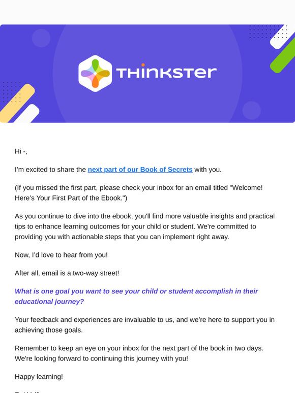 Here’s the next part of your ebook!