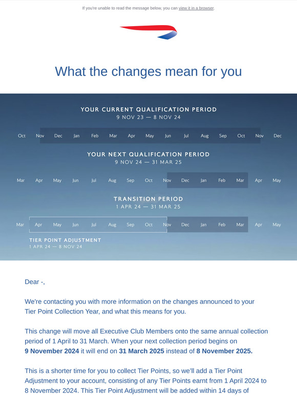 Changes to your Tier Point Collection Year