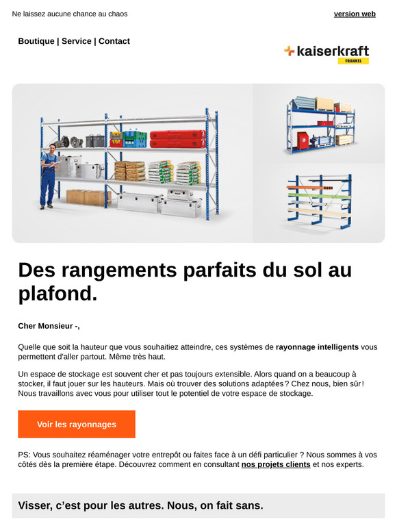 Rayonnages de stockage : toujours prêts à porter plus