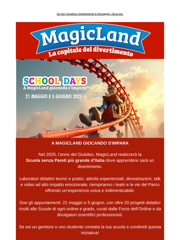 Il nuovo catalogo scuole di MagicLand