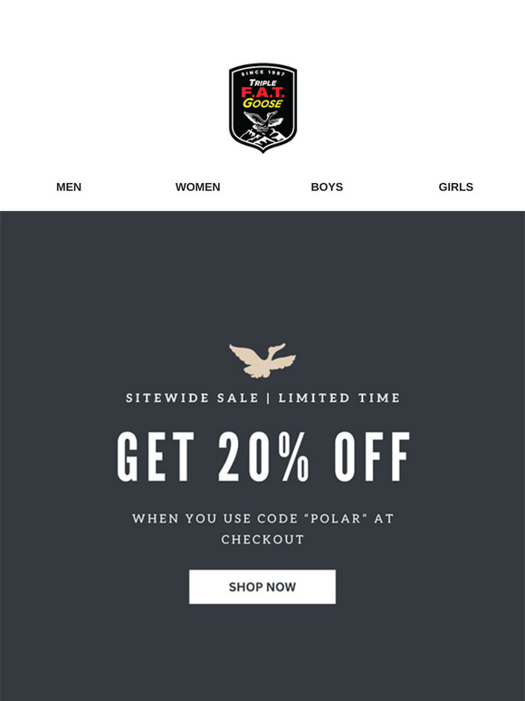 Get 20% off sitewide for a limited time.