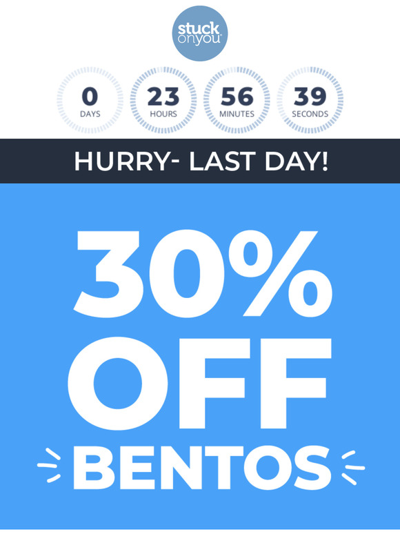Hurry! Final hours for 30% OFF Bentos! ⏰