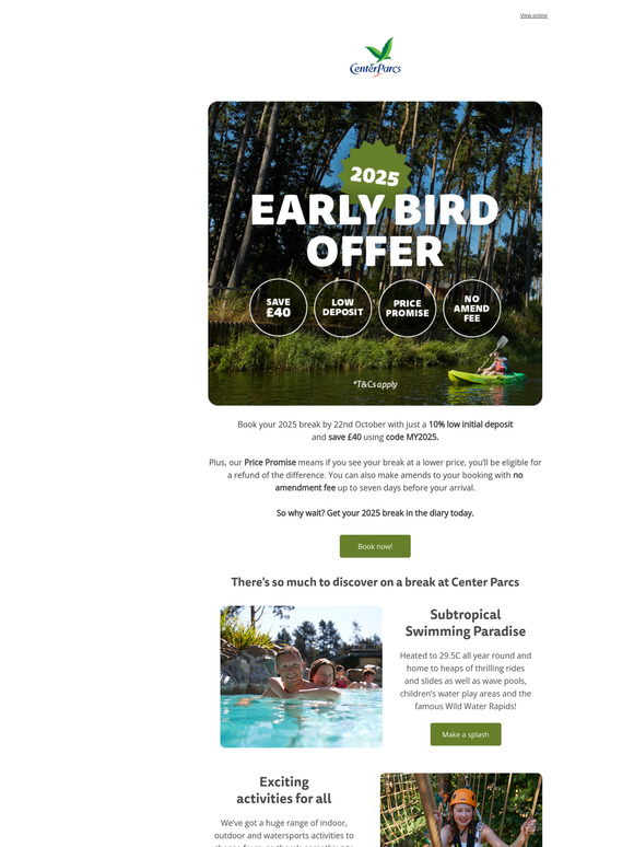 Center Parcs NL 2025 adventures are just a click away... Milled