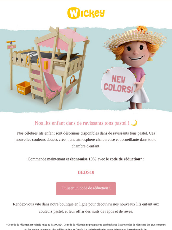 Des lits d'enfant de rêve en pastel - économisez 10% ! 🌙