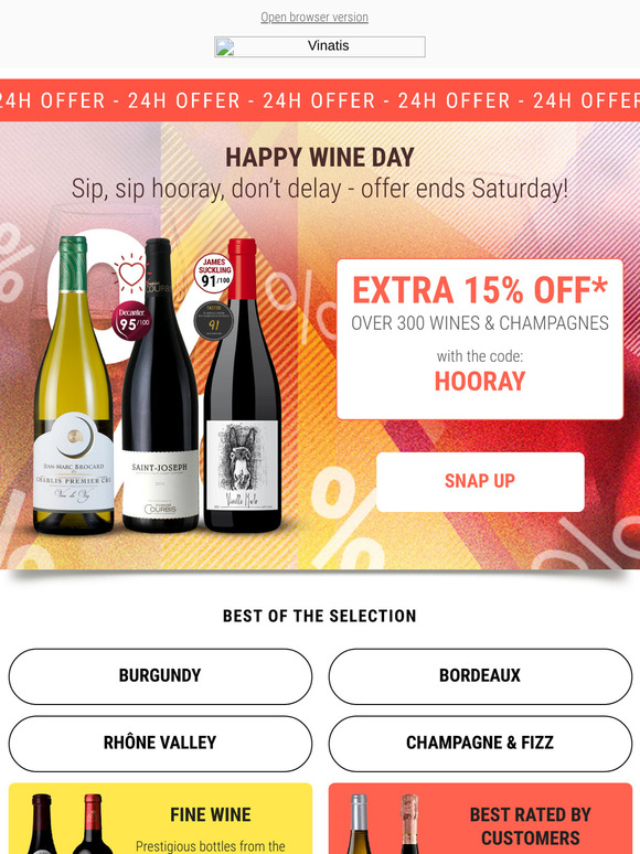 Extra 15% off over 300 wines & Champagnes