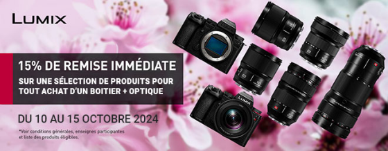 15% de remise immédiate sur une sélection de produits pour tout achat d'un boitier + optique