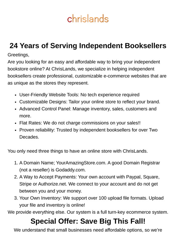 Create Your Online Bookstore! Special Offer Inside!