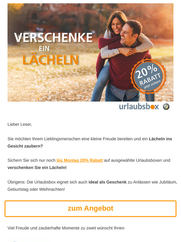 😊 Nur noch drei Tage – 20% Rabatt auf zauberhafte Kurzurlaube sichern! 😊