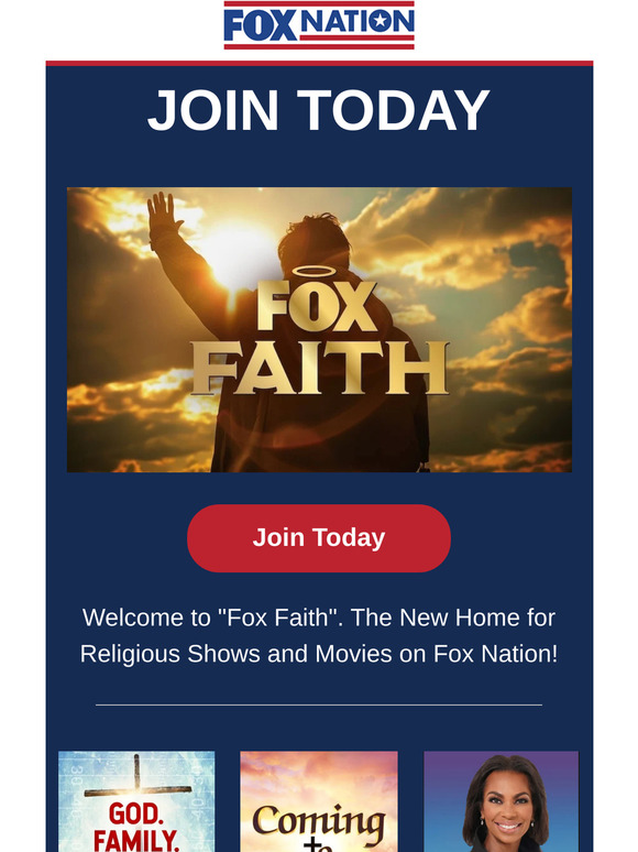 Fox News: Welcome to "Fox Faith". The New Home for Religious Shows and Movies on Fox Nation