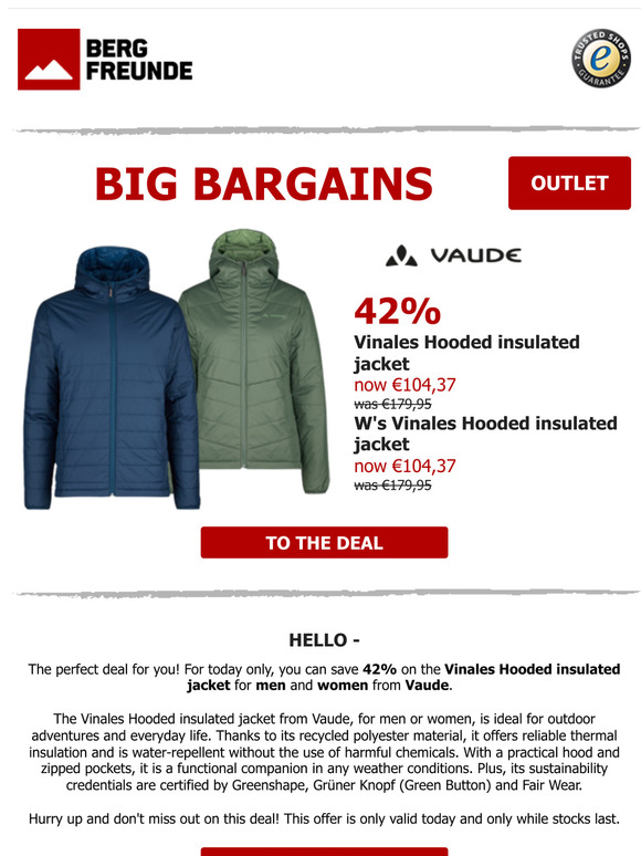 ⏰Today only: 42% off insulated jackets from Vaude
