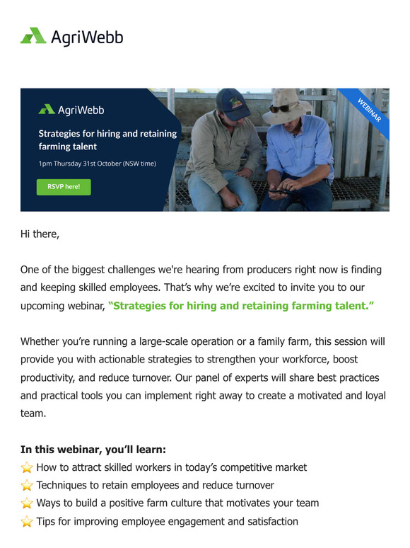 Upcoming webinar: ready to crack the code on hiring and keeping the best farm talent? 🌟