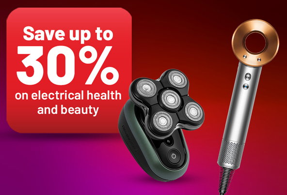 Save up to 30% on electrical health and beauty with codes RED10, RED20 or RED30