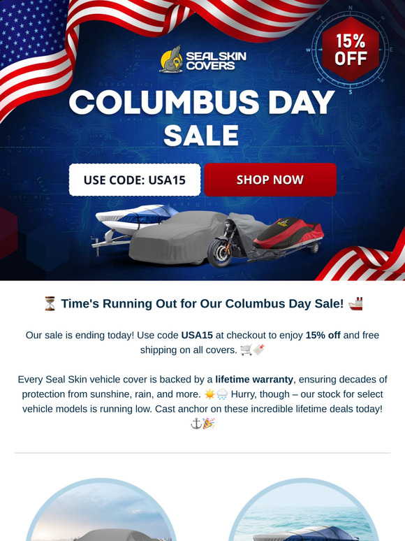 🇺🇸 Columbus Day Sale Ends Today - Last Chance for 15% Off!