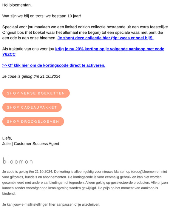 10 jaar bloomon!
