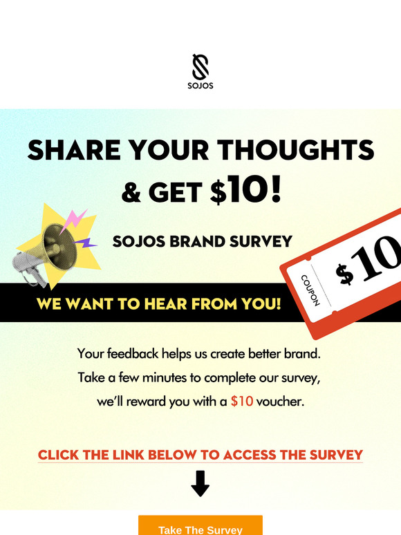 SOJOS Brand Survey, Share Your Opinions To Get $10 OFF