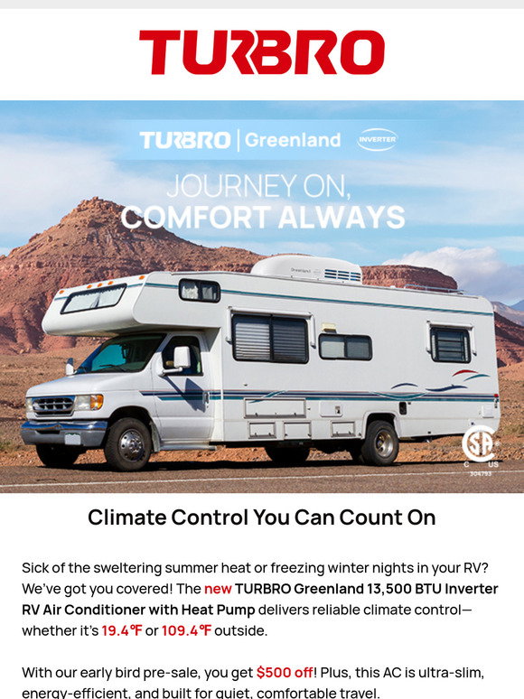 TURBRO: Early Bird Deal—$500 Off Your New RV AC! | Milled